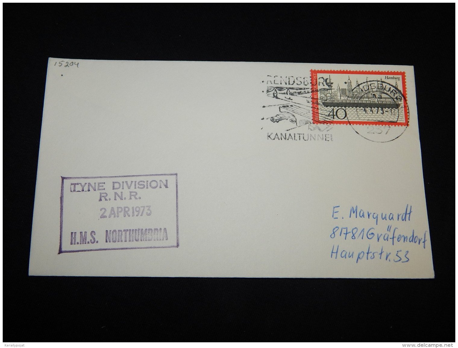 Germany BRD 1973 Tyne Division H.M.S. Northumbria Cover__(L-15204) - Briefe U. Dokumente