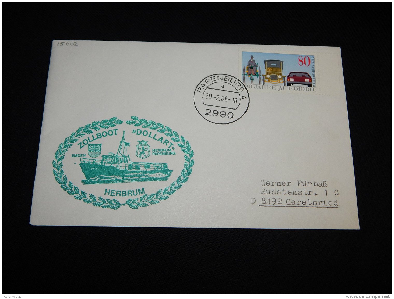 Germany BRD 1986 Papenburg Zollboot Dollart Cover__(L-15002) - Covers & Documents