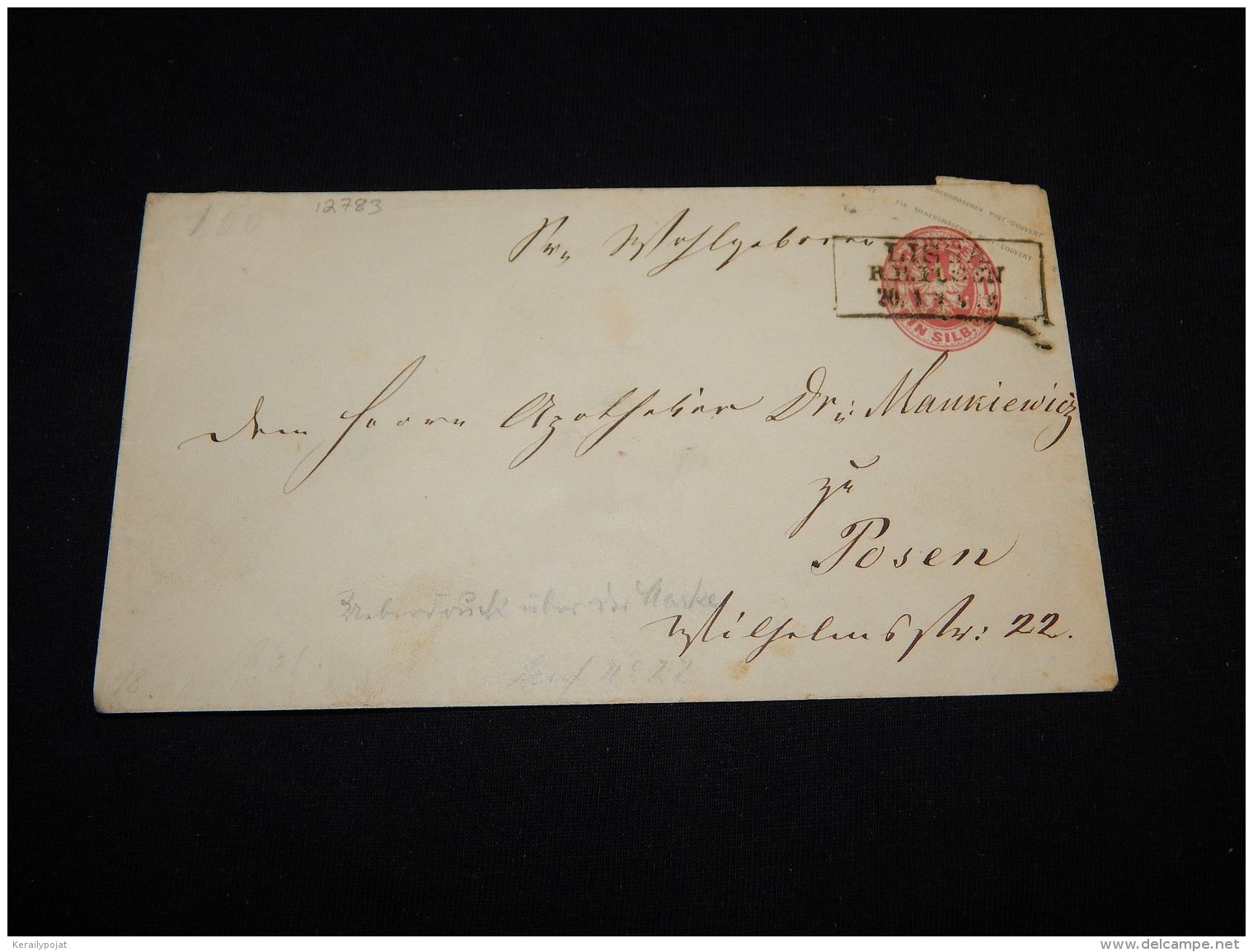 Germany Prussia 1800's 1g Red Stationery Envelope__(L-12783) - Sonstige & Ohne Zuordnung