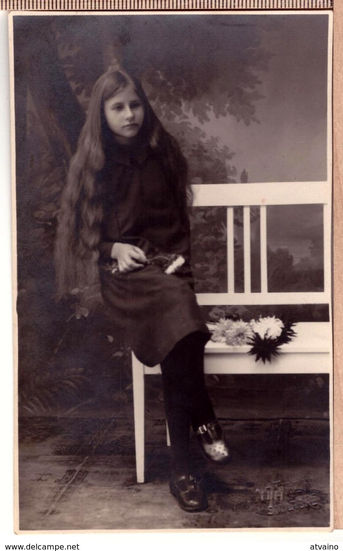Latvia.Lettland. Beautiful Girl With Very Long Hair.REAL PHOT0 Smiltene ~ 1920 - Photographs