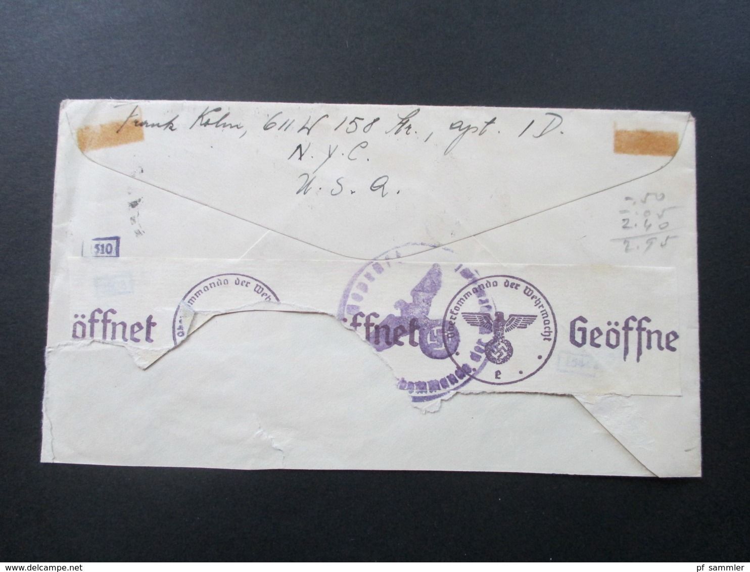 USA 1940 Luftpost / Air Mail Nach Prag Böhmen Und Mähren Protektorat. Via Clipper. OKW Zensur - Cartas & Documentos