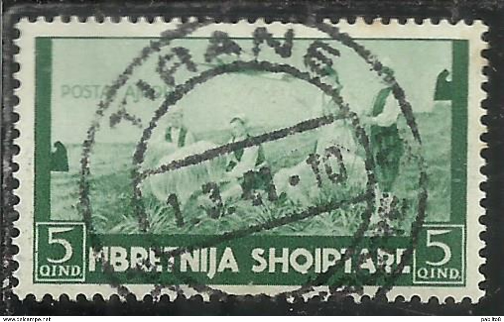 ALBANIA 1940 POSTA AEREA AIR MAIL 5q USATO USED OBLITERE' - Albanië