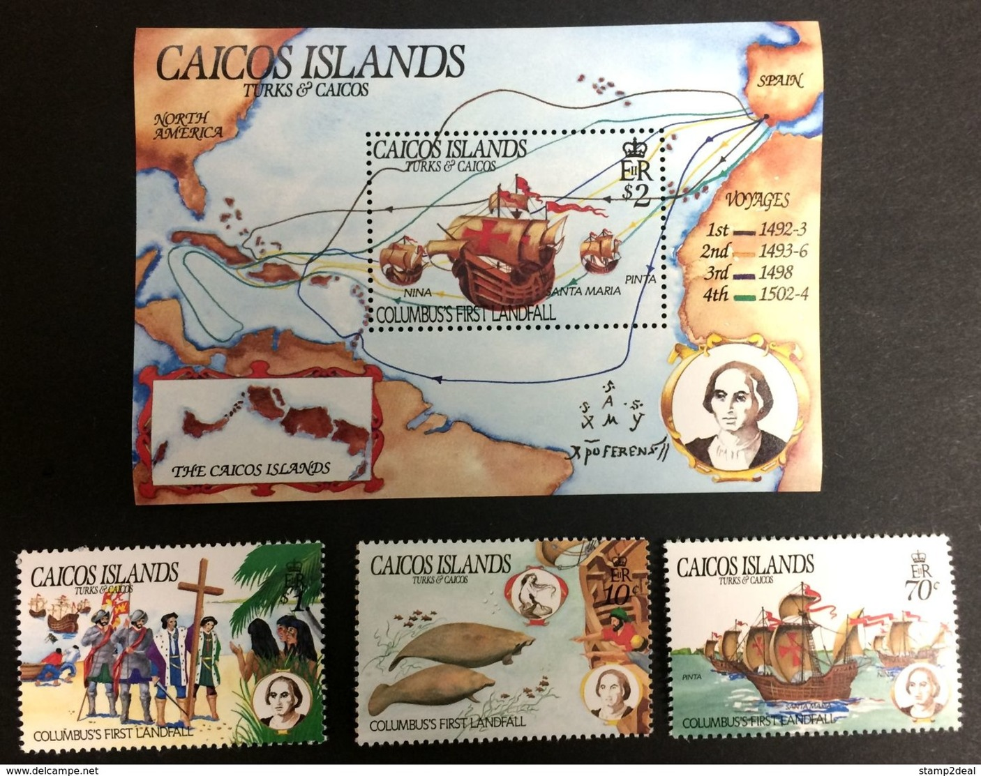 Turks And Caicos 1984** Mi.52-54,bl.6 Columbus' Exploration [21;12] - Christoph Kolumbus