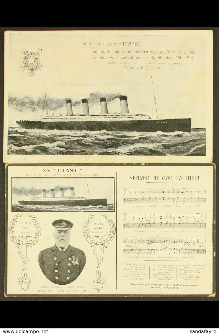 TITANIC - ORIGINAL POSTCARDS A Scarce Trio Of Unused Cards, With National Series "Nearer My God To Thee !" (two Differen - Altri & Non Classificati