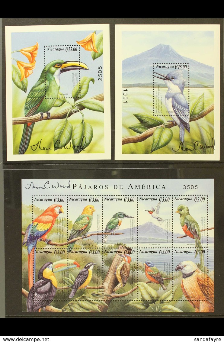 BIRDS Nicaragua 2000 Birds Sheetlet & Pair Of Miniature Sheets, SIGNED BY ARTIST, Thom. C. Wood, SG MS3954/55, Each Neve - Non Classificati
