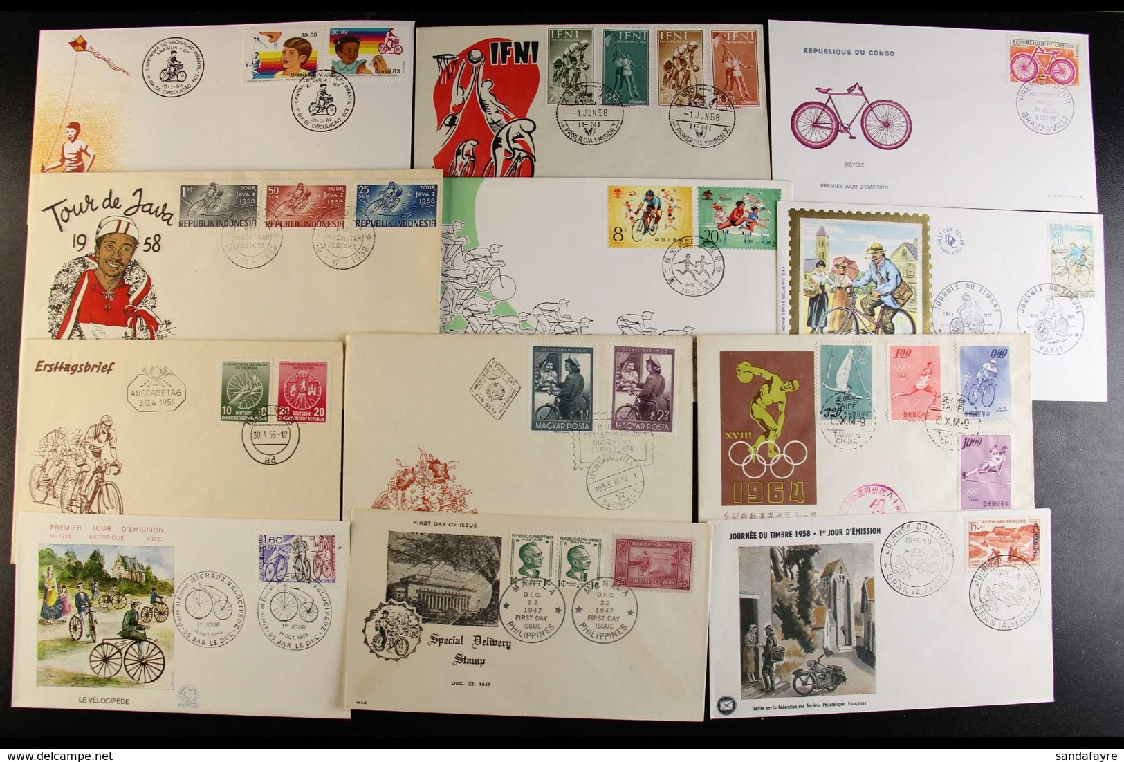 TRANSPORT - BICYCLES 1947-96 ALL WORLD Accumulation Of All Different, Illustrated & Unaddressed First Day Covers, Each F - Unclassified