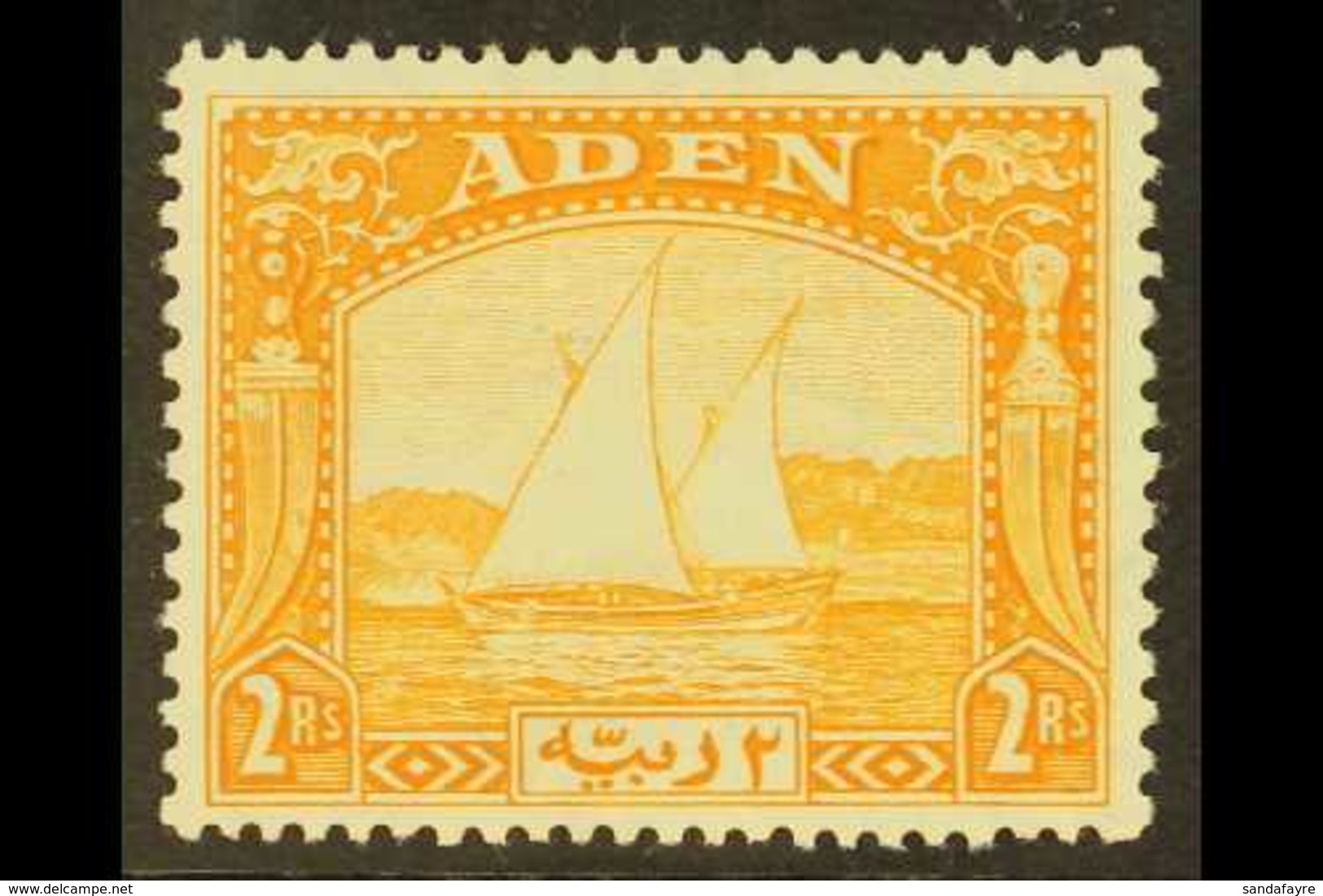 1937 2r Yellow Dhow, SG 10, Very Fine Lightly Hinged Mint. For More Images, Please Visit Http://www.sandafayre.com/itemd - Aden (1854-1963)