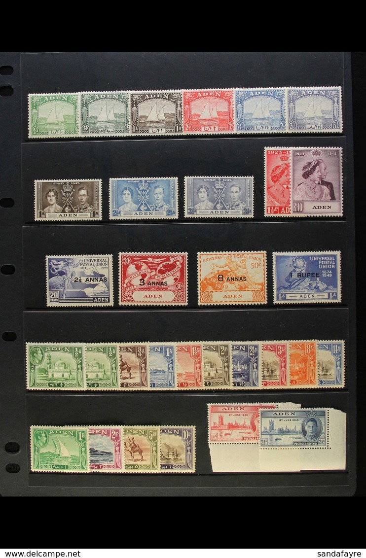1937-1951 ALL DIFFERENT FINE MINT/NHM COLLECTION On Stock Pages, Inc 1937 "Dhow" Range To 3½a, 1939-48 Pictorial Set, 19 - Aden (1854-1963)