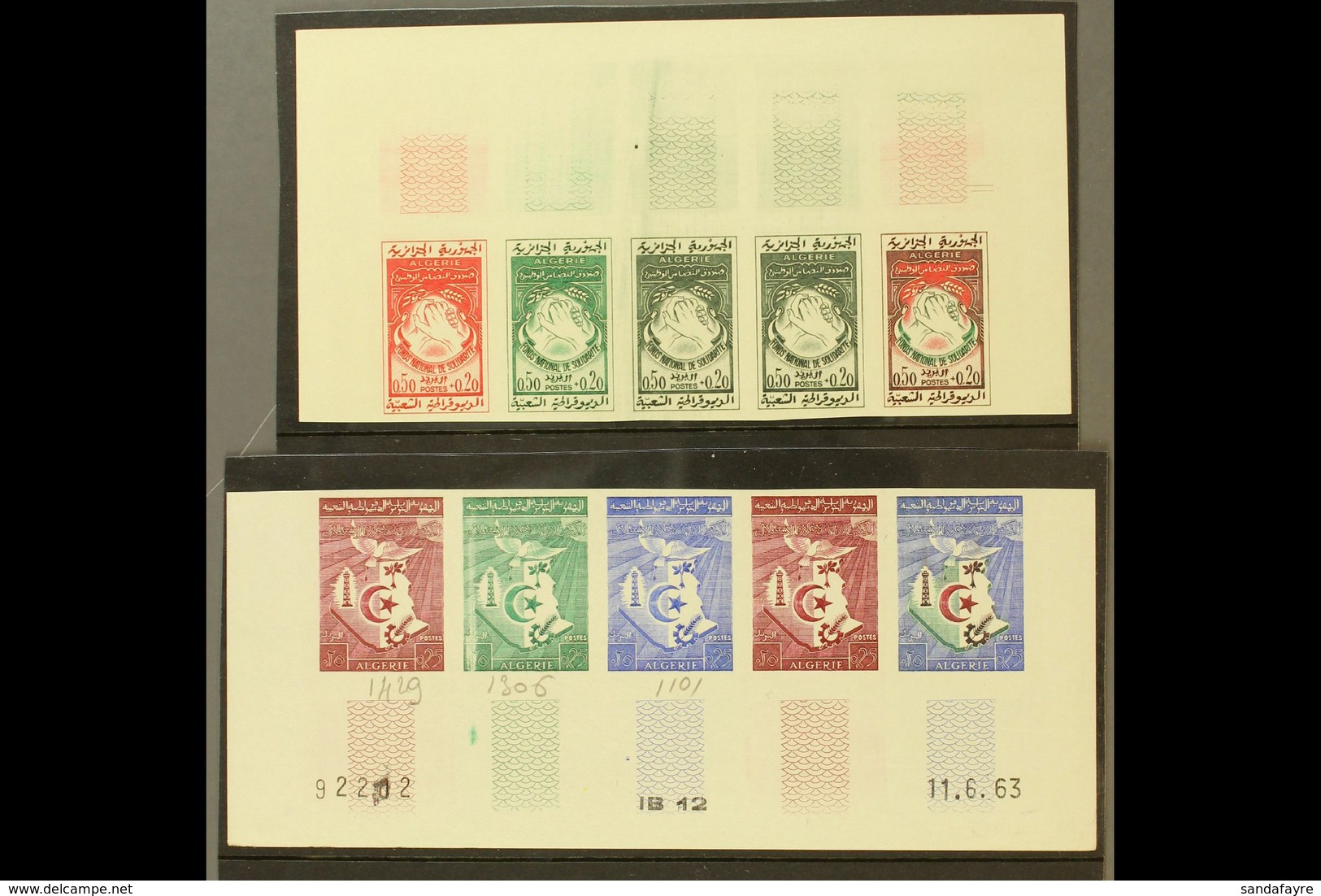 1963 National Solidarity Fund And 1st Anniversary Of Independence (as Yvert 378/79, SG 410/11) IMPERF PROGRESSIVE COLOUR - Altri & Non Classificati