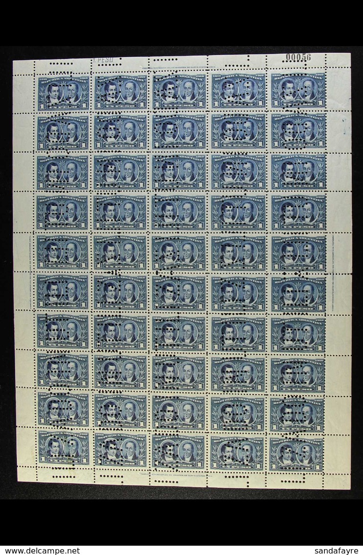 1910 1p Deep Blue Centenary (SG 378, Scott 172), Fine Mint (all But Two Stamps Are Never Hinged) COMPLETE SHEET Of 50 Wi - Altri & Non Classificati