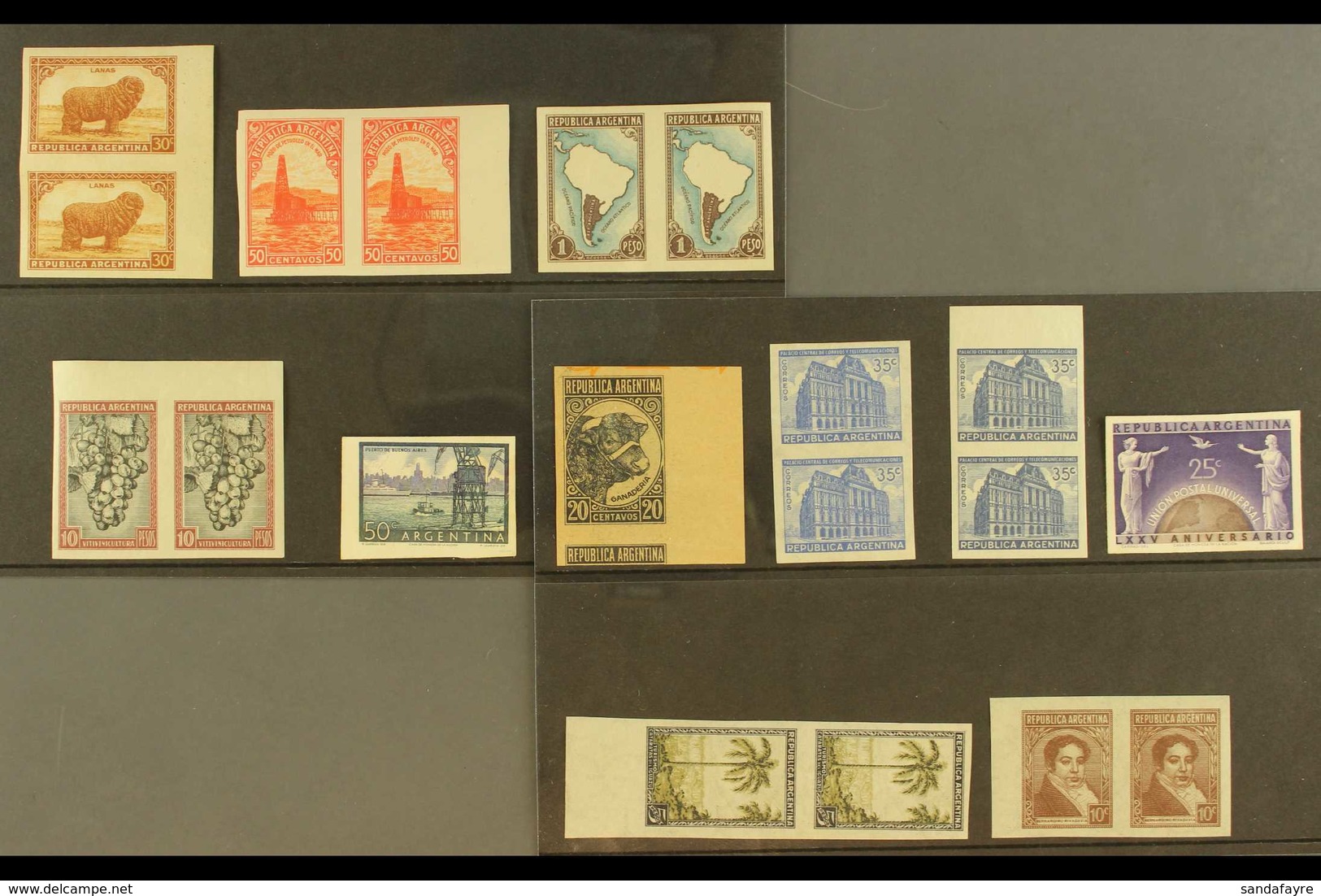 1935-1954 IMPERF PROOFS Fine Mint (some Never Hinged) All Different Group, Inc 1935-51 20p Proof On Buff Ungummed Paper, - Other & Unclassified