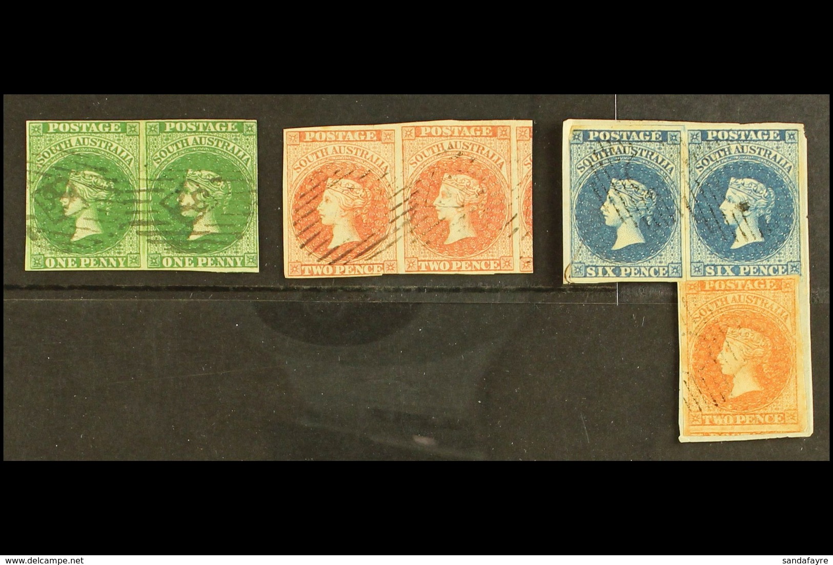 SOUTH AUSTRALIA 1855 1d, 2d And 6d Values, Each As A Horizontal PAIR (SG 1/3) All Fine Lightly Used With Fresh Attractiv - Other & Unclassified