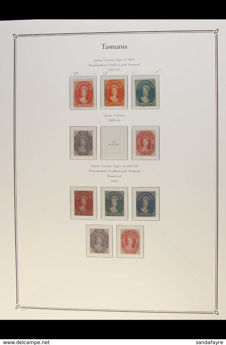 TASMANIA 1857-1912 ATTRACTIVE MINT COLLECTION In Coloured Hingeless Pages, Inc 1857-67 1d (x2 Shades) & 4d (3+ Margins)  - Sonstige & Ohne Zuordnung