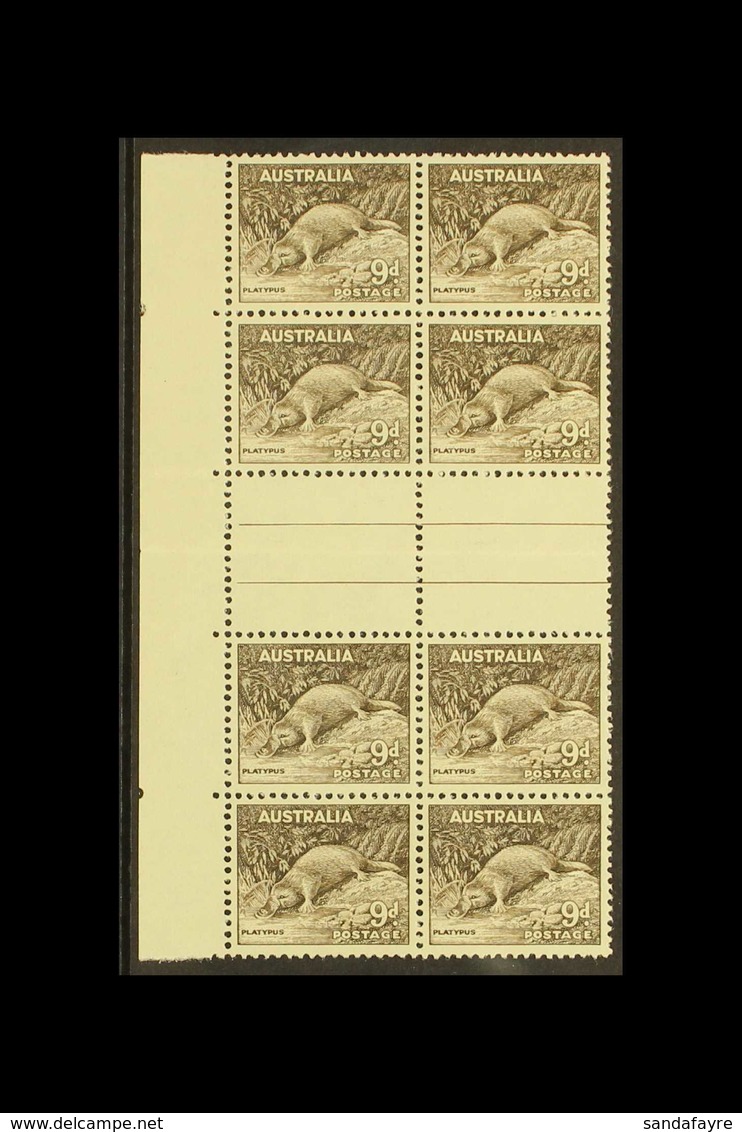 1948-56 9d Chocolate "Platypus", SG 230c, Never Hinged Mint Gutter Block Of 8 For More Images, Please Visit Http://www.s - Altri & Non Classificati