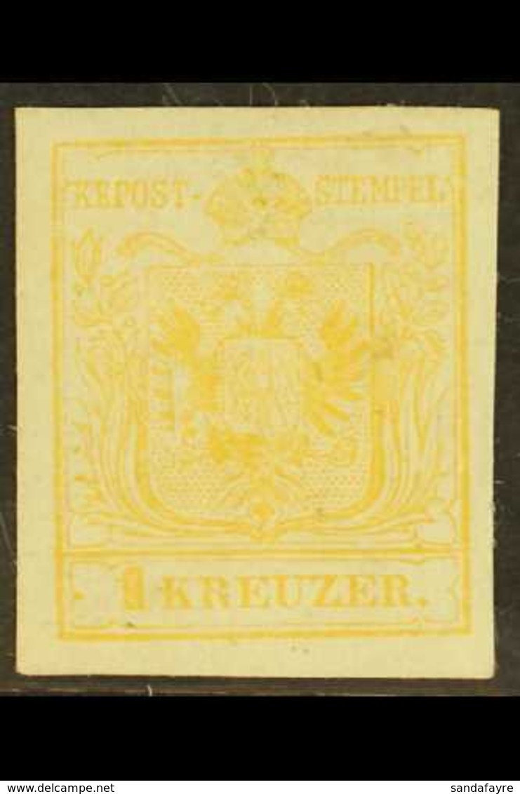 1854 1k Yellow Machine-made Paper Type III (Michel 1 Ya, SG 6a), Mint Part OG With 4 Good To Large Margins, Some Tiny Su - Other & Unclassified