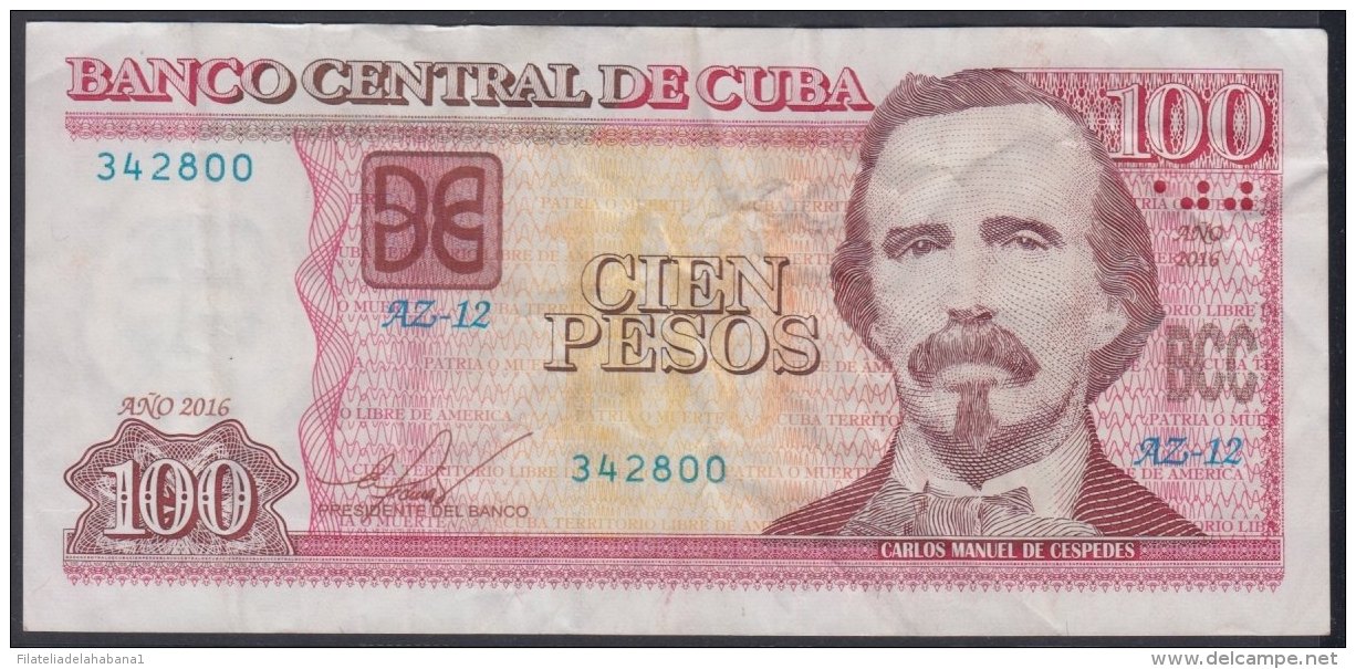 2016-BK-53 CUBA 2016 100 PESOS. REPLACEMENT AZ. REEMPLAZO. VF USED. - Cuba