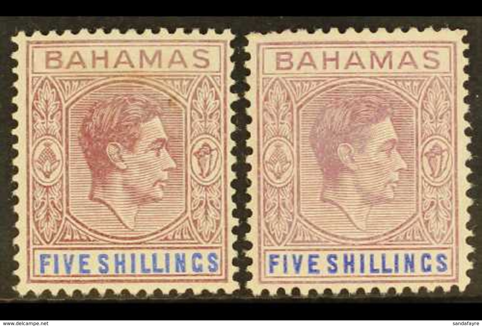 1938-52 5s Purple & Blue And 5s Dull Mauve & Deep Blue Both Ordinary Papers, SG 156b & 156c, Fine Mint, Fresh. (2 Stamps - Sonstige & Ohne Zuordnung