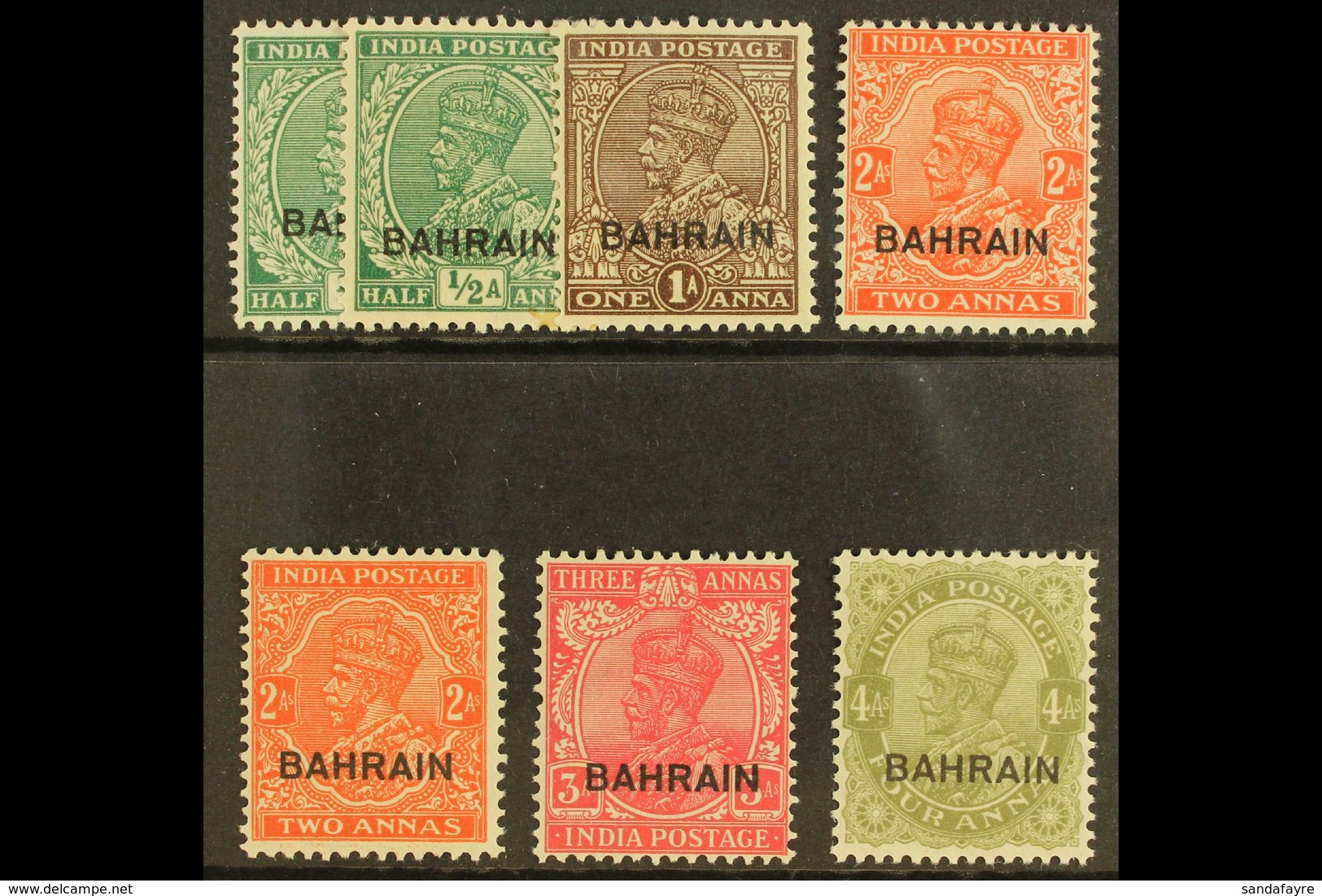 1934 - 7 Geo V Set To 4a Sage Including ½a Inverted Wmk, SG 15/19, 15w, Very Fine Mint. (7 Stamps) For More Images, Plea - Bahrain (...-1965)