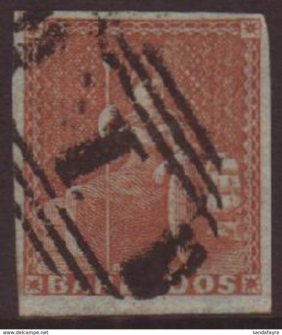 1852 4d Brownish Red On Blued Paper SG 5, Fine Used With Good Colour, Four Ample Margins And Neat "1" Cancel.  For More  - Barbados (...-1966)