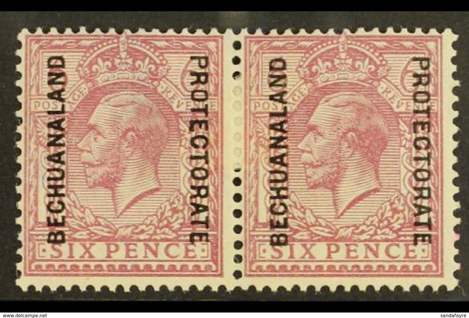 1925 6d Purple On Ordinary Paper, Ovptd, SG 97, Very Fine Mint Pair. For More Images, Please Visit Http://www.sandafayre - Other & Unclassified