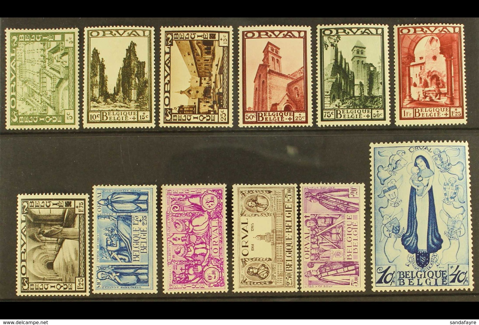 1933 Orval Abbey Restoration Fund Complete Set (SG 633/44, Michel 354/65, COB 363/74), Superb Mint, Very Fresh & Attract - Other & Unclassified