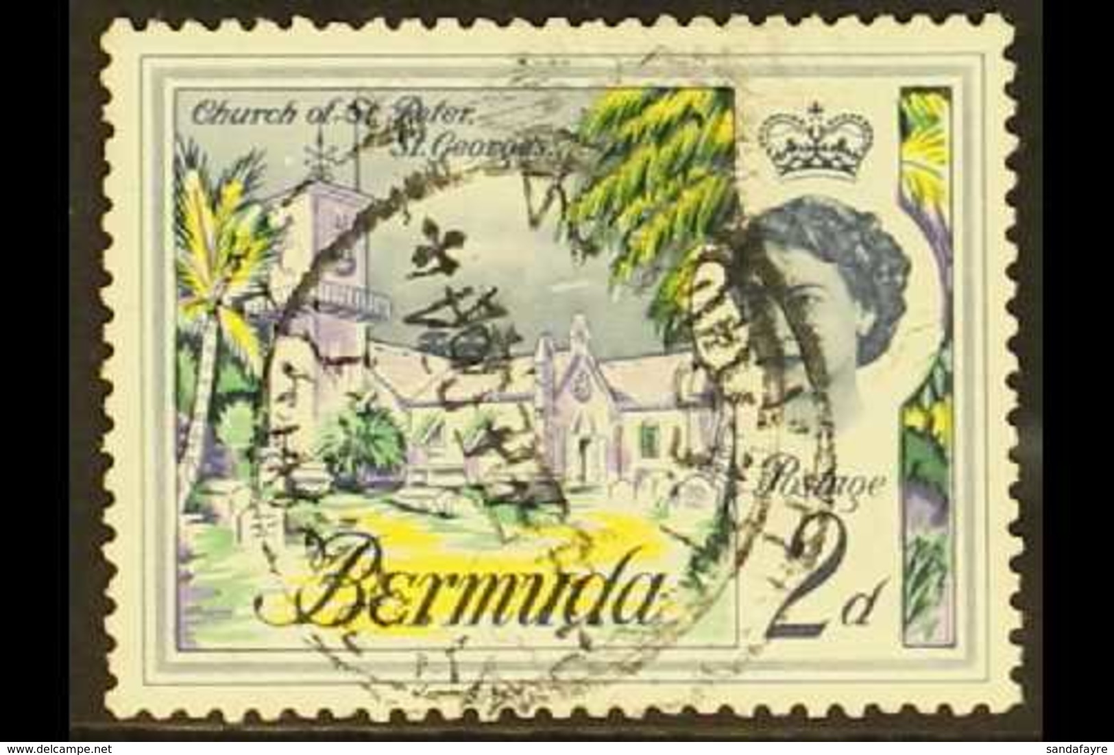 1962 2d Multicoloured, Church Of St Peter, Var "wmk Inverted", SG 164w, Very Fine Used. RPS Cert. For More Images, Pleas - Bermuda