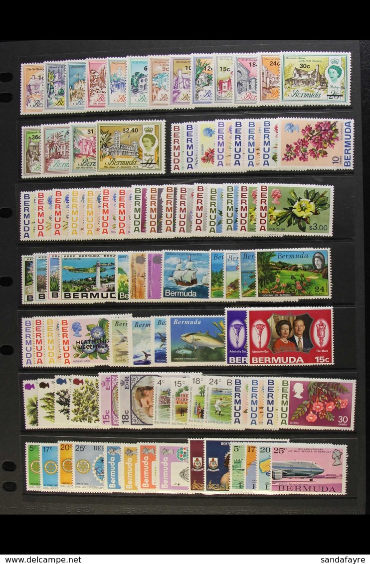 1970-81 NEVER HINGED MINT COLLECTION Incl. 1970 Surcharges Set, 1970-75 Flowers Set And 1974-76, 975-76  New Watermark V - Bermuda