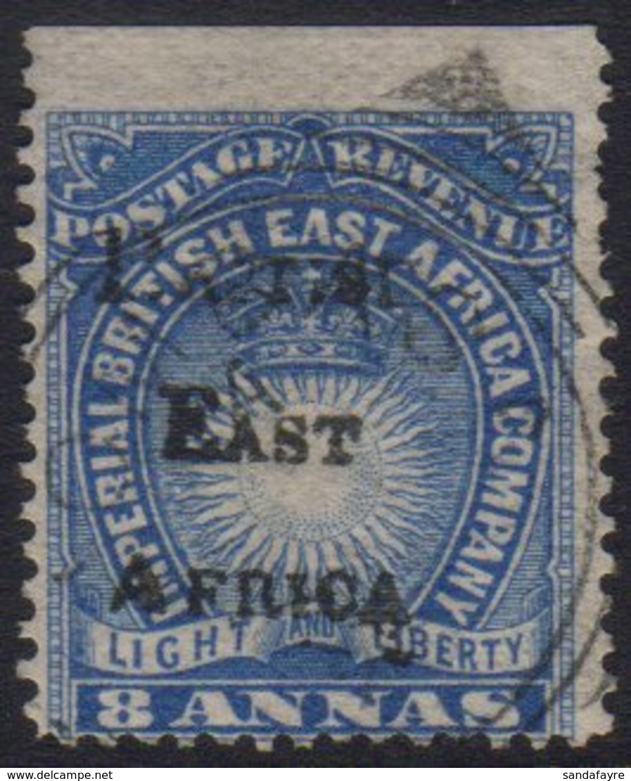 1895-96 8a Blue, Handstamped SG 42, Upper Marginal Example With Neat Part Mombassa Squared Circle.  For More Images, Ple - Africa Orientale Britannica