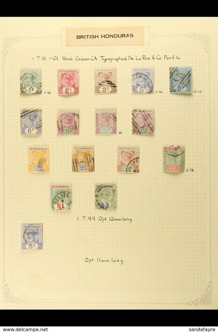1891-1901 1c To $2 Complete Values, Wmk Crown CA, With Both 10c Colours And 24c Shades, SG 51/64, 60a, 66, Good To Fine  - British Honduras (...-1970)