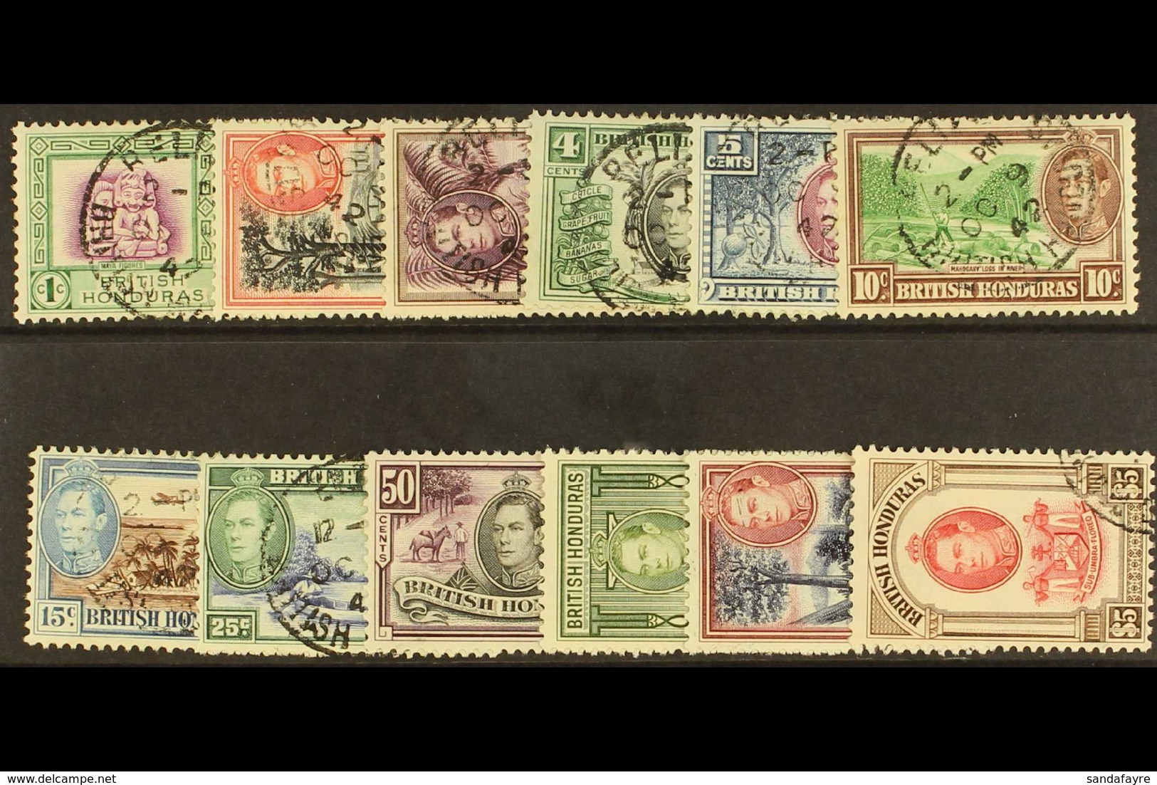 1938-47 Complete Set, SG 150/161, Fine Cds Used. (12) For More Images, Please Visit Http://www.sandafayre.com/itemdetail - Honduras Britannico (...-1970)