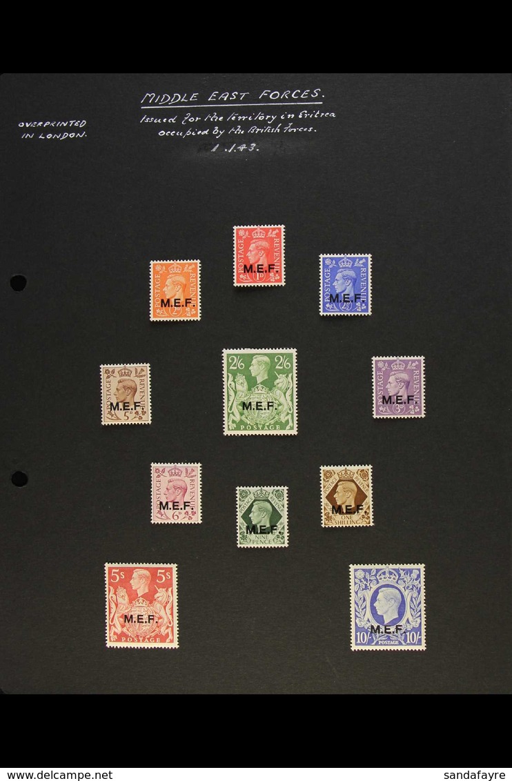 1942-1951 COMPREHENSIVE SUPERB MINT COLLECTION On Leaves, All Different, Inc MEF 1943-47 Set, ERITREA 1948-49 Set (ex 5s - Italian Eastern Africa