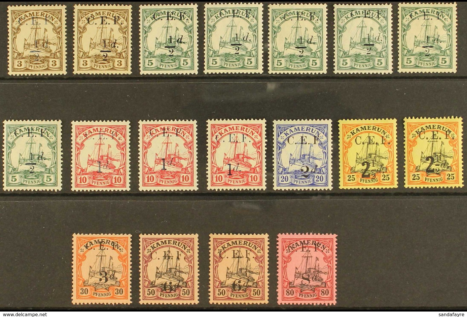 1915 "C.E.F." OVERPRINTS Fine Mint Group On A Stock Card, Includes 1915 All Values 2½d On 25pf (x2), 3d On 30pf, 6d On 5 - Other & Unclassified