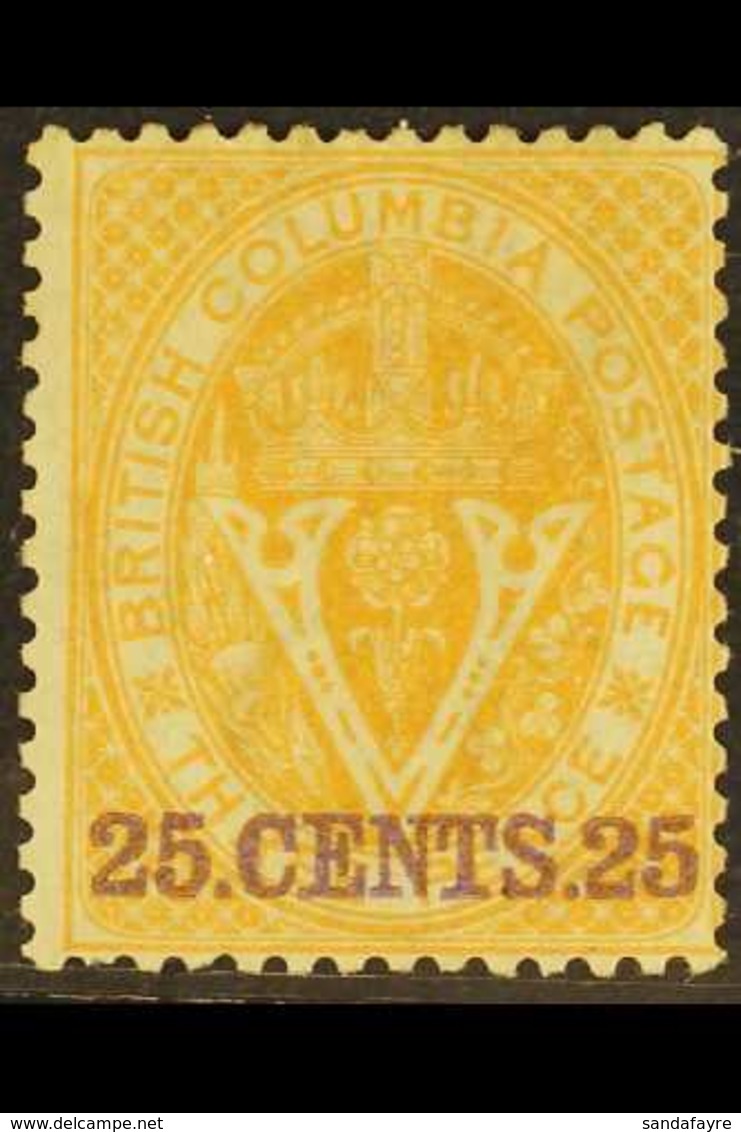 1868-71 25c Yellow, SG 31, Fine Mint. For More Images, Please Visit Http://www.sandafayre.com/itemdetails.aspx?s=626133  - Sonstige & Ohne Zuordnung