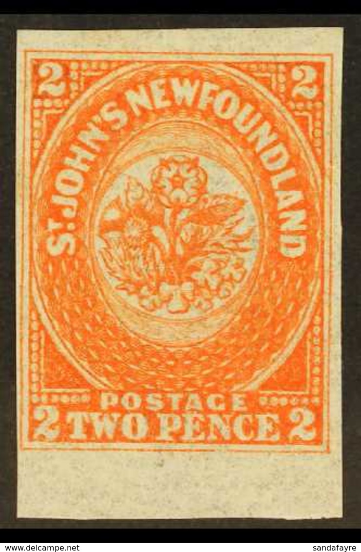 1860 2d Orange- Vermilion, SG 10, Lightly Hinged Mint With 4 Margins & Stunning Fresh Colour. A Beautiful Example. For M - Other & Unclassified