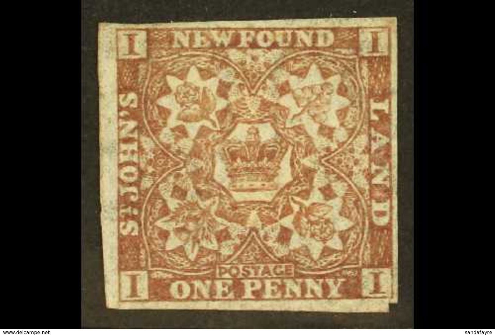 1862-64 1d Chocolate- Brown Imperf, SG 16, Mint With 4 Margins, Part OG. For More Images, Please Visit Http://www.sandaf - Sonstige & Ohne Zuordnung