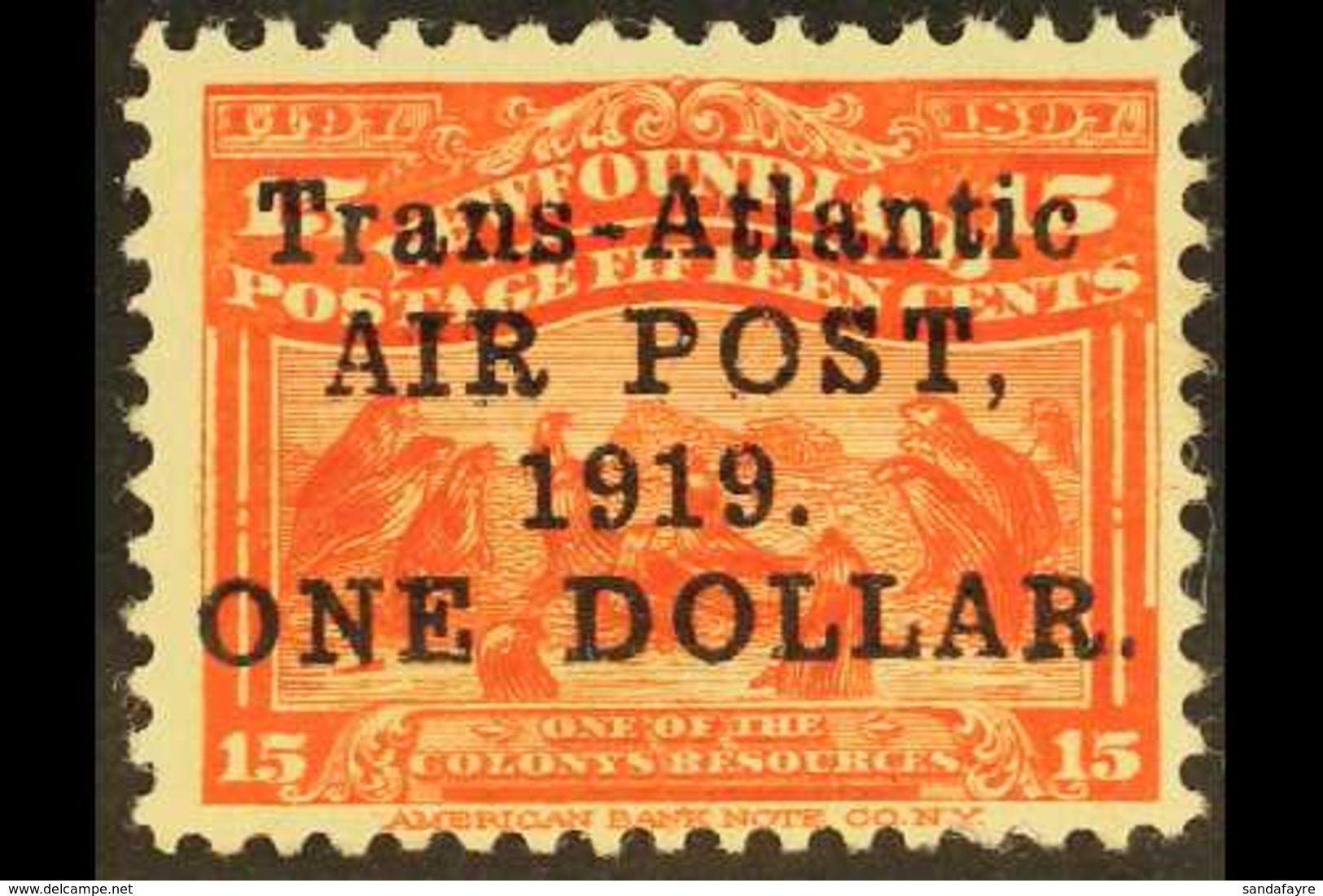 1919 $1 On 15c Bright Scarlet "Air Post" Opt'd, SG 143, Fine Mint For More Images, Please Visit Http://www.sandafayre.co - Other & Unclassified