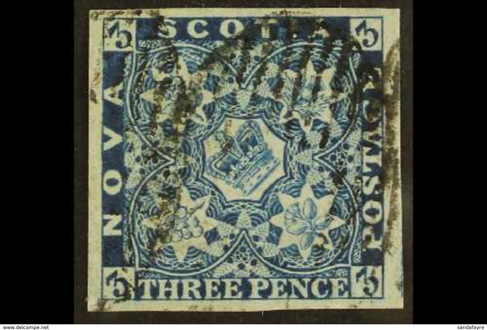 1851-60 3d Deep Blue, SG 2, Used With 4 Very Large Margins. Ex Balasse. For More Images, Please Visit Http://www.sandafa - Other & Unclassified