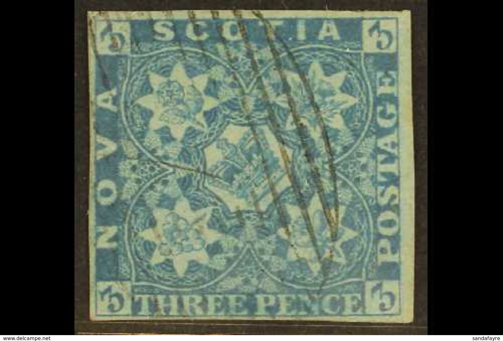 1861-60 3d Bright Blue, SG 3, Four Margins And Neat Light Barred Cancel. For More Images, Please Visit Http://www.sandaf - Other & Unclassified