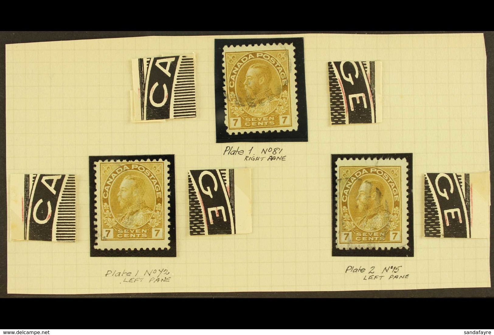 1911-22 MAJOR RE-ENTRIES. 1911-22 7c Yellow-ochre Admiral (SG 209) Three Used Stamps With Different RE-ENTRIES Identifie - Altri & Non Classificati