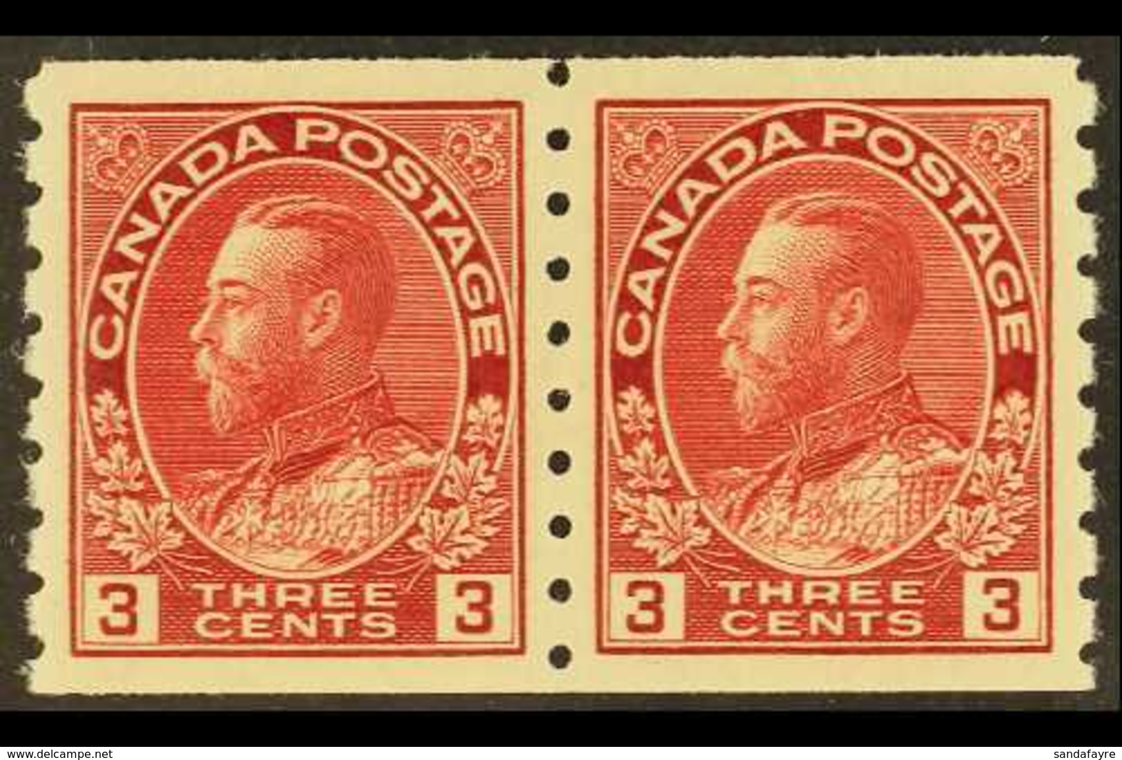 1922-31 3c Carmine (Die I) Imperf X Perf 8, SG 258, Very Fine Mint Pair (2 Stamps) For More Images, Please Visit Http:// - Other & Unclassified