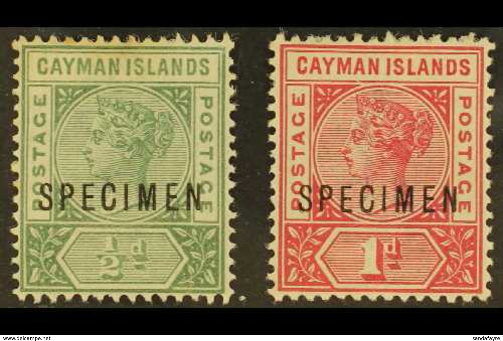 1900 QV ½d & 1d Ovptd "SPECIMEN," SG 1s/2s, ½d Toned, Mint (2 Stamps). For More Images, Please Visit Http://www.sandafay - Cayman Islands