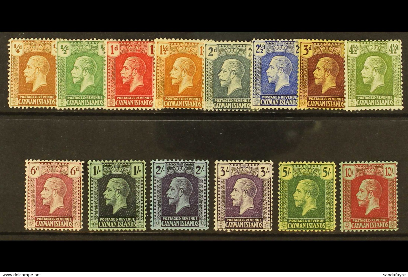 1921-6 KGV Defins, Wmk Script CA, Complete Set, SG 69/83, Very Fine Mint (14 Stamps). For More Images, Please Visit Http - Cayman (Isole)