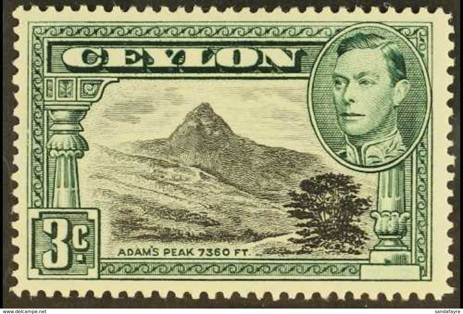 1938-49 3c Black & Deep Blue Green Perf 14 (line), SG 387c, Fine Mint For More Images, Please Visit Http://www.sandafayr - Ceylon (...-1947)