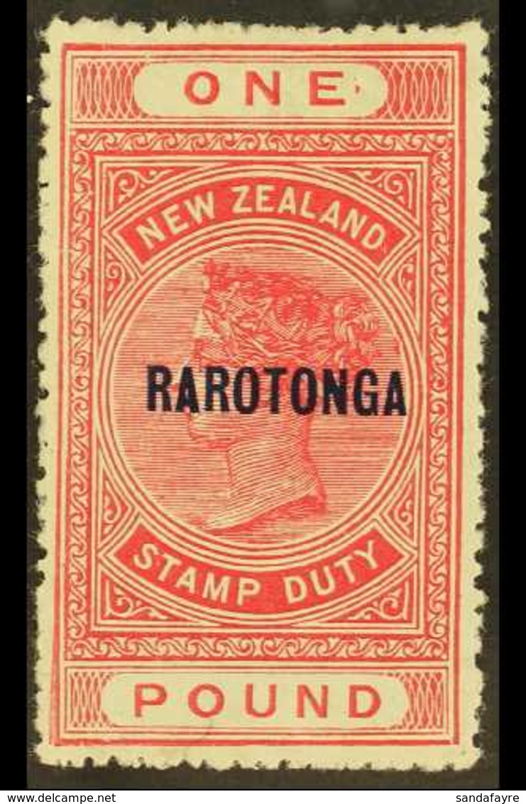 1921-23 £1 Rose-carmine "RAROTONGA" Overprint, SG 80, Fine Mint, Very Fresh. For More Images, Please Visit Http://www.sa - Cook Islands