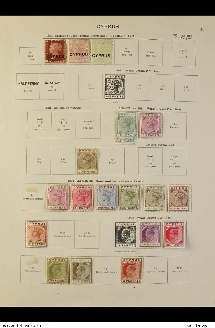 1880-1936 OLD TIME MINT COLLECTION Presented On "New Ideal" Printed Album Pages. Includes 1880 "Cyprus" Opt'd 1d Red, 2½ - Altri & Non Classificati