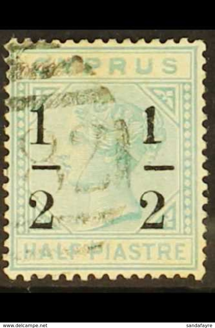 1886 "½" On ½pi Emerald-green Surcharge Fractions 8mm Apart Wmk CC With SMALL "1" AT RIGHT Variety, SG 28b, Fine Used, W - Other & Unclassified