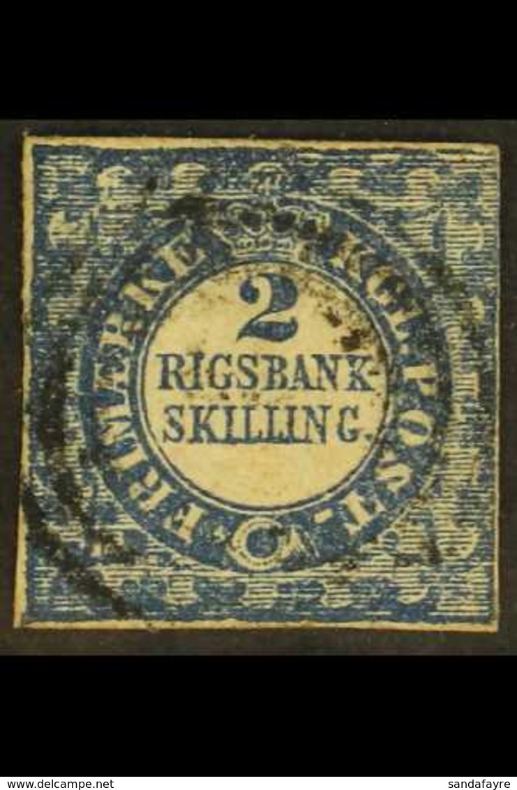 1851-54 2rsb Blue Thiele Printing Type 1 (Facit 1 II, SG 3, Michel 2 II), Used, 3+ Close Narrow Margins Just Touching At - Sonstige & Ohne Zuordnung