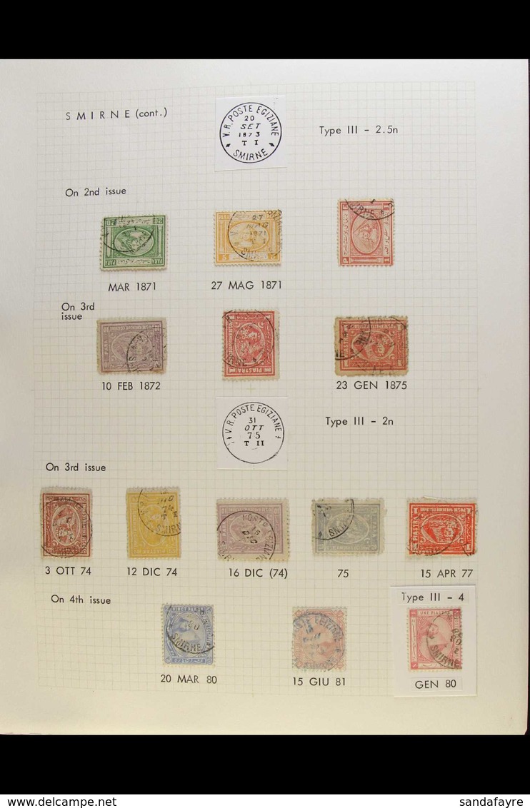 USED IN TURKEY (SMIRNE) A Beautiful Collection Of Egyptian Stamps From The 1866 2pi To The 1879 Issue Variously Postmark - Sonstige & Ohne Zuordnung