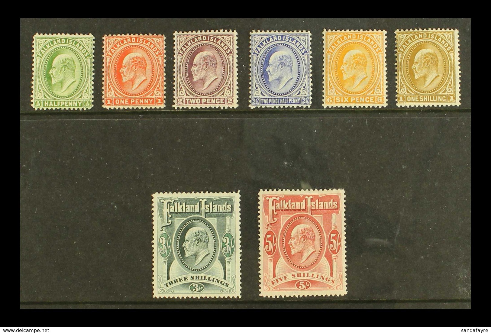 1904-12 KEVII Complete Set, SG 43/50, Very Fine Mint, Very Fresh & Attractive. (8 Stamps) For More Images, Please Visit  - Falkland Islands
