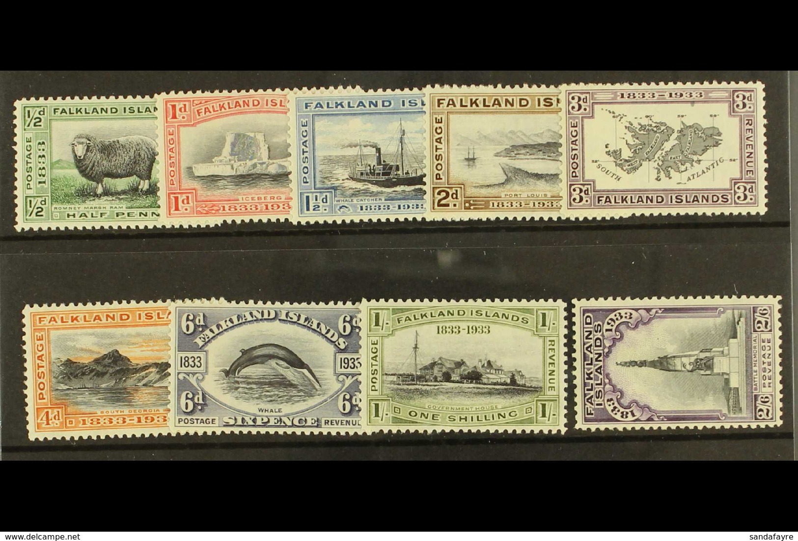 1933 Centenary Set To 2s6d, SG 127/35, Fine Mint (9). For More Images, Please Visit Http://www.sandafayre.com/itemdetail - Falkland